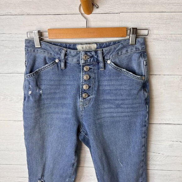 We the Free Jeans Womens Size 27 Light Wash Dylan High Rise Distressed Cropped - Picture 9 of 16